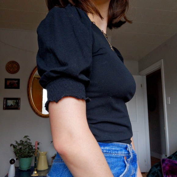 popular 21 Tops - Puffed Sleeves Black T-shirt